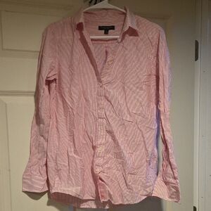 Banana Republic Women's Pink Striped Button Down Shirt